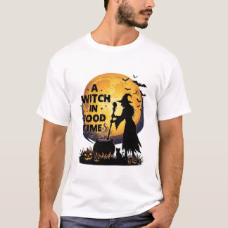 Camiseta Bruja Buen Tiempo Halloween Luna Caldero_1