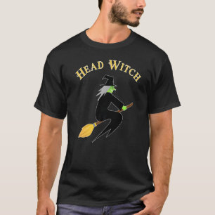 Camiseta Bruja Cabeza Volando En Broom Halloween