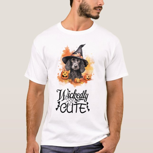 Camiseta Bruja Cachorro Negro Malvadamente Lindo  (Anverso)