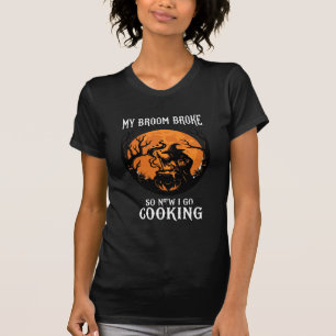 Camiseta Bruja Caldera Luna Llena Cocina Escoba Rota