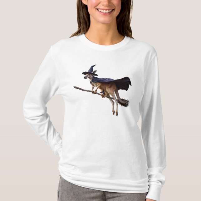 Camiseta Bruja Canguro Divertida (Anverso)