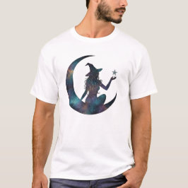 Camiseta Bruja celestial en el arte de Halloween lunar
