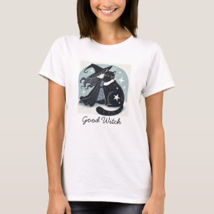Camiseta bruja con gato negro