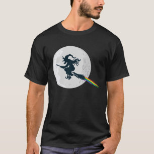 Camiseta Bruja con luna llena y arcoiris lesbiana LGBT