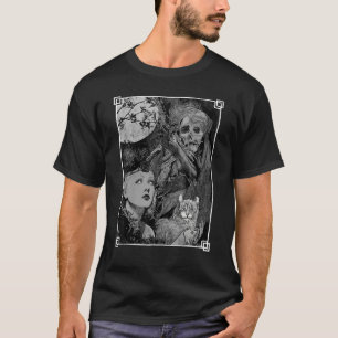 Camiseta Bruja con un gato y el pañuelo oculto gótico oscur