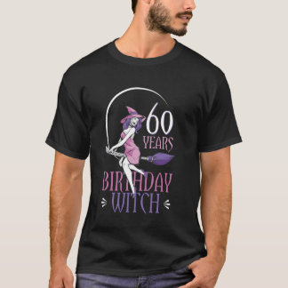 Camiseta Bruja Cumpleaños 60 Varita Fantasía Escoba Magia