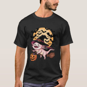 Camiseta Bruja de Ajolote Jack-o-Lantern Cubo de Dulces Hal