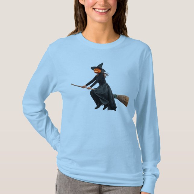 Camiseta Bruja de cabeza de calabaza (Anverso)