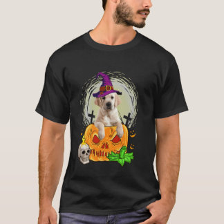 Camiseta Bruja de calabaza de Halloween adorable perro retr