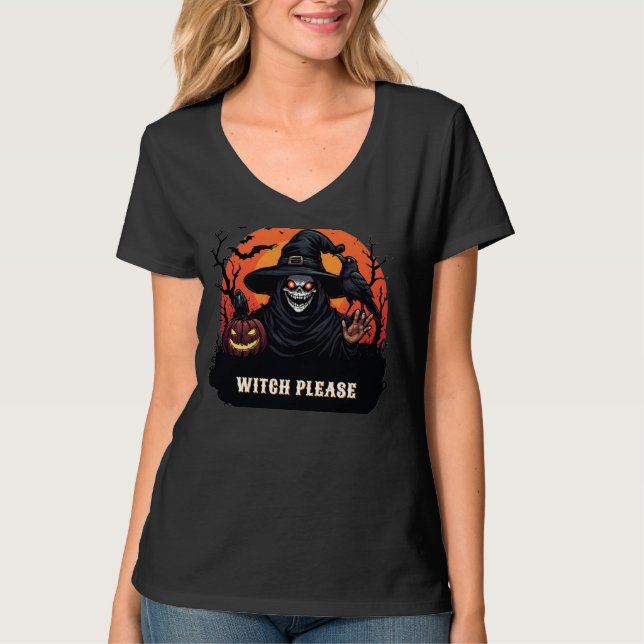 Camiseta Bruja de Calavera Sonriente Halloween Noche de Ter (Anverso)