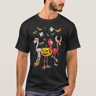 Camiseta Bruja de Feliz Flamingoween Calabaza Momia Flamenc