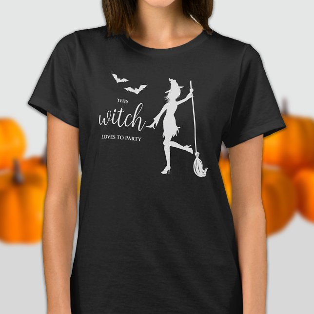 Camiseta Bruja De Fiesta Con Broom Y Bats Halloween (Subido por el creador)