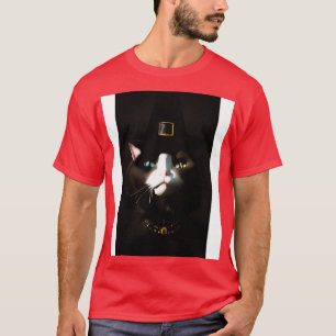Camiseta Bruja de gato con ojos azules y verdes