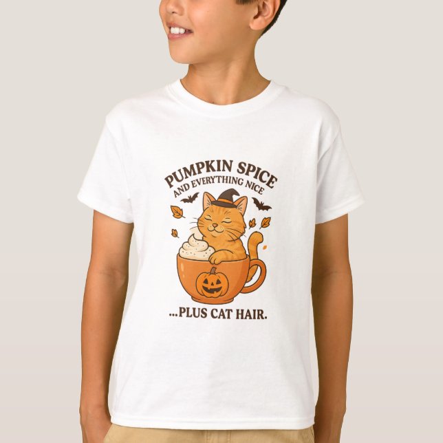 Camiseta Bruja de gato jengibre - Diseño de Halloween lindo (Anverso)
