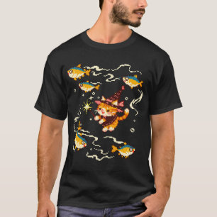 Camiseta Bruja de gato lindo invocando magia de atún arte p