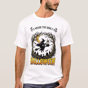 Camiseta Bruja de Halloween Caldero Luna Cementerio Árbol R