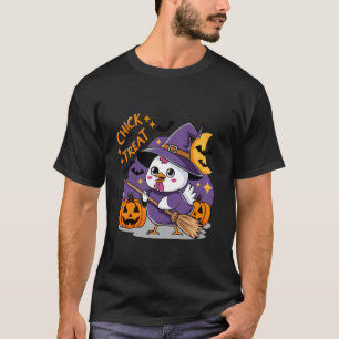 Camiseta Bruja de Halloween Chick Or Treat Pollo Espeluznan