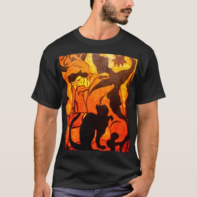 Camiseta Bruja de Halloween con gato negro (Anverso)