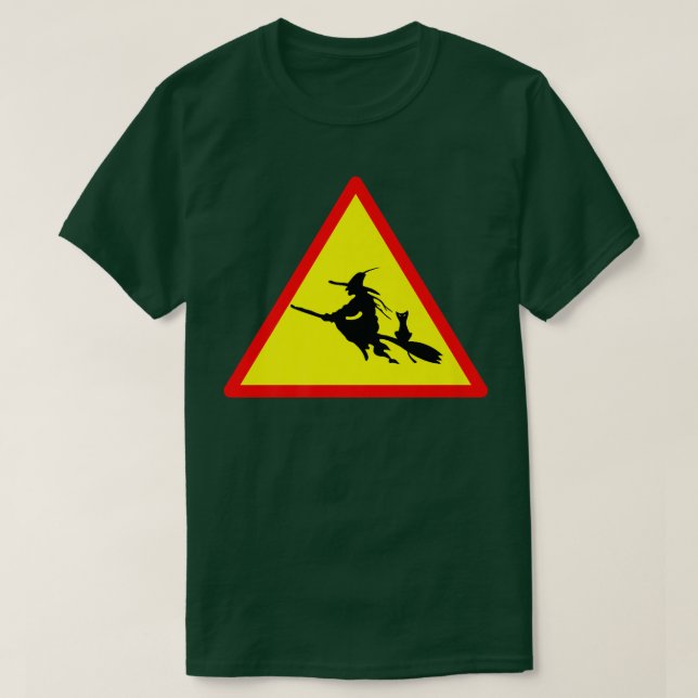 Camiseta Bruja de Halloween con gato negro  (Diseño del anverso)
