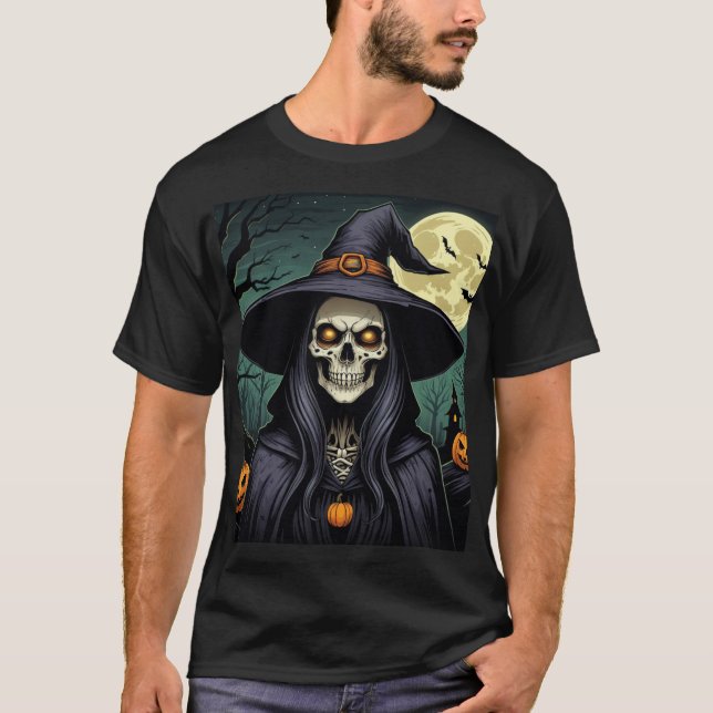 Camiseta Bruja de Halloween con ojos brillantes (Anverso)