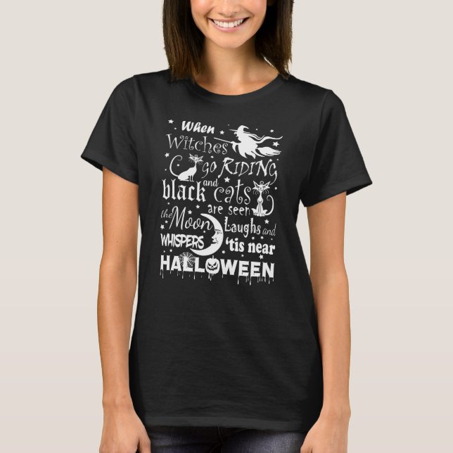 Camiseta Bruja de Halloween con poema, magia fantasmal (Anverso)
