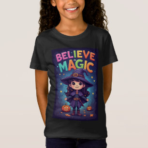 Camiseta Bruja de Halloween de dibujos animados con calabaz