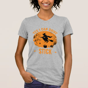Camiseta Bruja de Halloween Drive Stick Gráfico_1