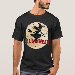 Camiseta Bruja de Halloween en Escoba