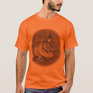 Camiseta Bruja de Halloween en una escoba