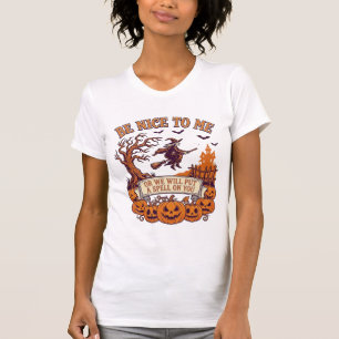 Camiseta Bruja de Halloween Escoba Calabazas_1