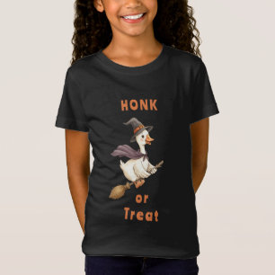 Camiseta Bruja de Halloween Ganso Honk or Treat Niña