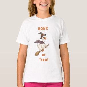 Camiseta Bruja de Halloween Ganso Honk or Treat Niña