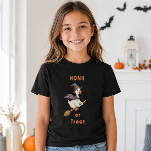 Camiseta Bruja de Halloween Ganso Honk or Treat Niña
