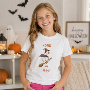 Camiseta Bruja de Halloween Ganso Honk or Treat Niña