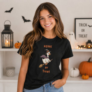 Camiseta Bruja de Halloween Ganso Pito o Truco Mujer