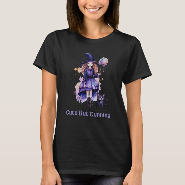 Camiseta Bruja de Halloween Linda pero Astuta (Anverso)