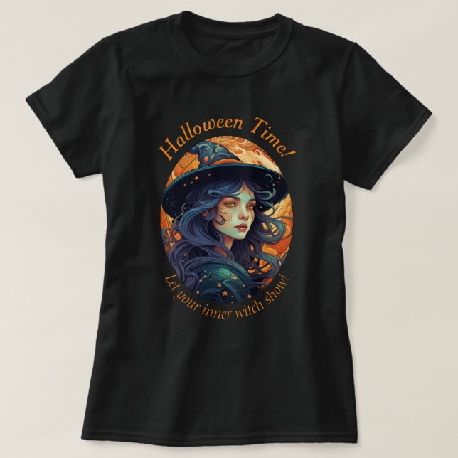 Camiseta bruja de Halloween para ella (Diseño del anverso)