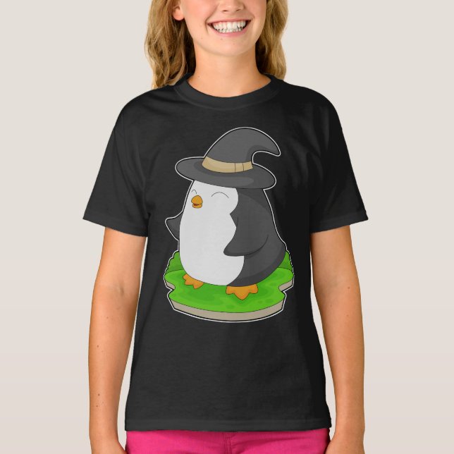 Camiseta Bruja de Halloween pingüino (Anverso)