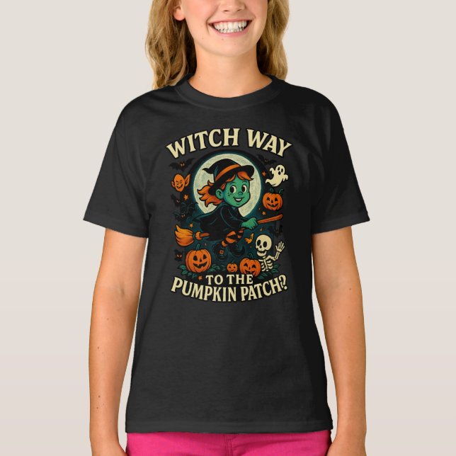 Camiseta Bruja de Halloween retro vintage (Anverso)