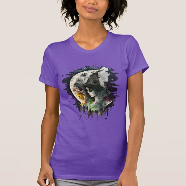 Camiseta Bruja de Halloween y Luna Llena (Anverso)