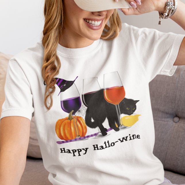 Camiseta Bruja de la Feliz Cerveza de Halloween Gato Negro  (Subido por el creador)