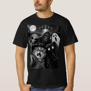 Camiseta Bruja de la selfie del gato, Mothman, Alien, Bigfo