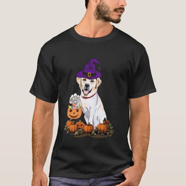 Camiseta Bruja de Labrador de Halloween (Anverso)