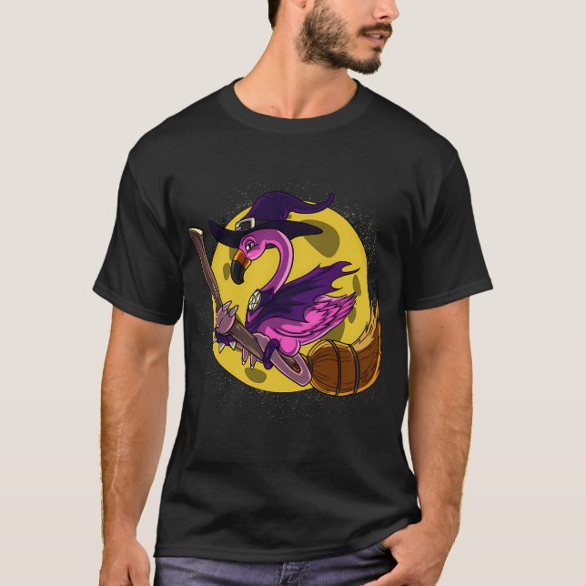 Camiseta Bruja de Pájaro Flamenco Halloween (Anverso)