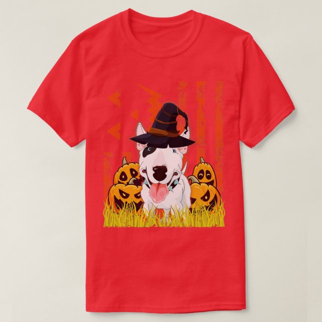 Camiseta Bruja de perro de Bull Terrier bailando alrededor  (Diseño del anverso)