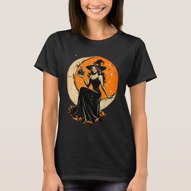 Camiseta Bruja de plumas - Halloween de época (Anverso)