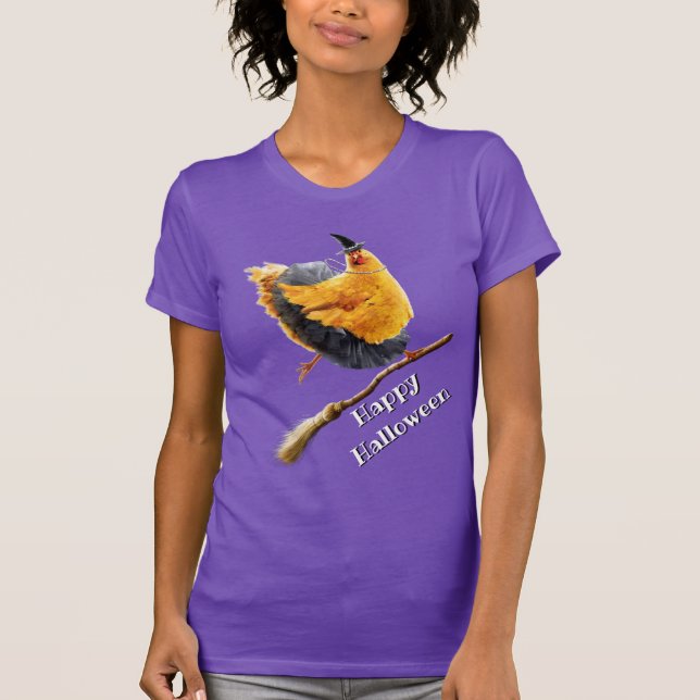 Camiseta Bruja de pollo en el bastón (Anverso)