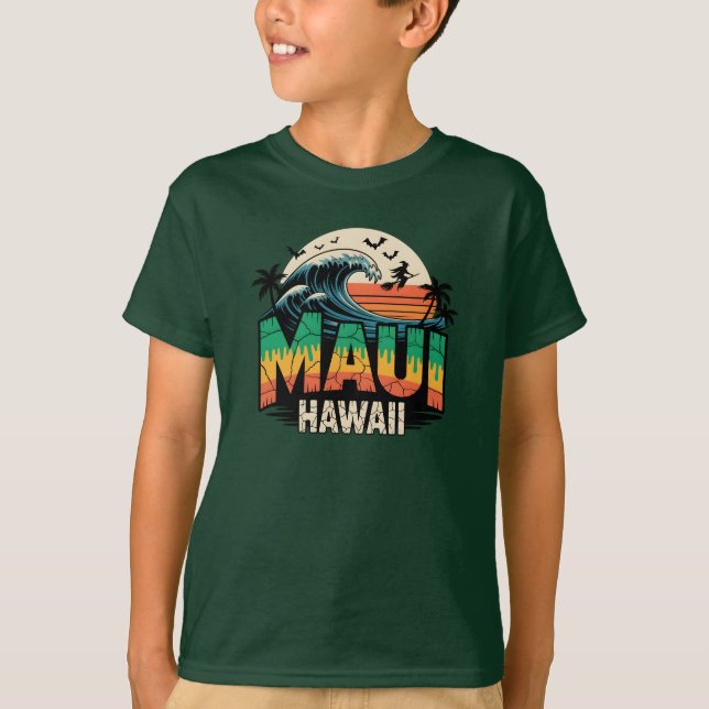 Camiseta Bruja de surf en Broom Maui Hawaii Halloween (Anverso)