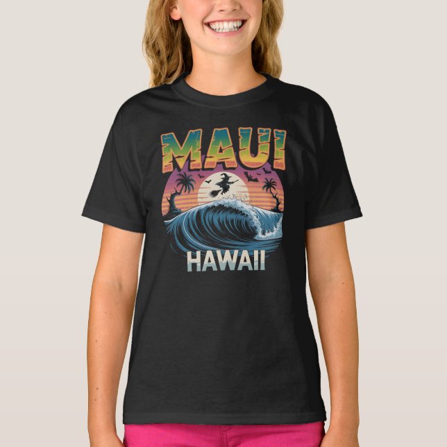 Camiseta Bruja de surf en Broom Maui Hawaii Halloween (Anverso)