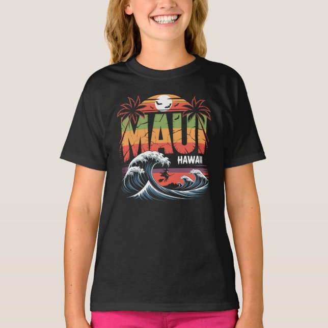 Camiseta Bruja de surf en Broom Maui Hawaii Halloween (Anverso)